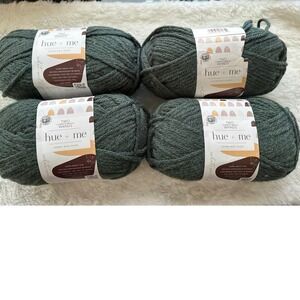 Lion Brand Two of Wands Hue + Me Yarn Juniper Green Bulky Wool Blend 4 Skeins